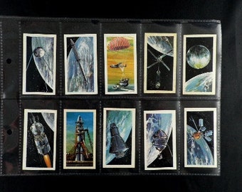 Race into Space ( Blue Back ) Tea Cards by Brooke Bond Set of 50 Issued in 1971 Astronaut Astronomy Stars Rockets Space Rare Gift