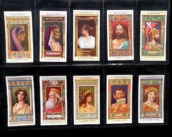 john player kings and queens cigarette cards 25 Vintage Cigarette Cards - Ancient Egyptian Kings and Queens and  Classical Deities. 1911. Full Set. John Player Trade Cards. Gods Pharaohs
