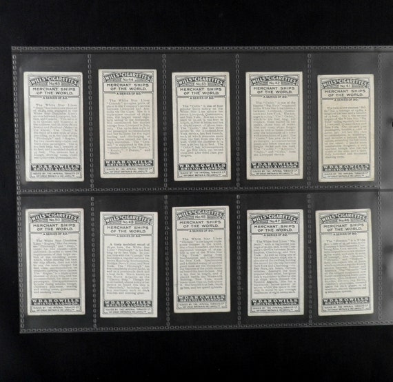 WD & HO Wills による世界の商船のタバコカード 50 枚セット 1924 年