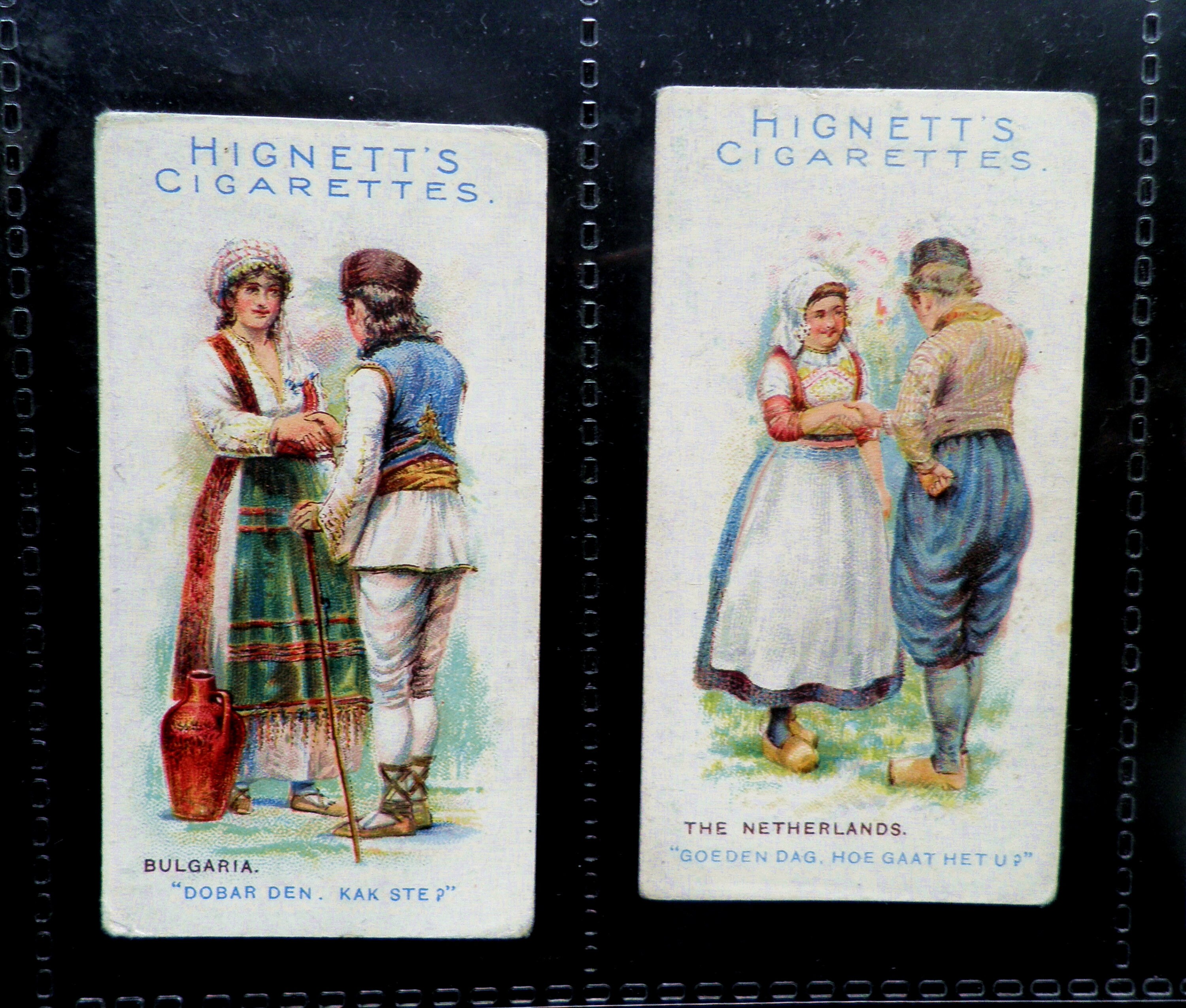 Greetings of the World Cigarette Cards by Hignetts Cigarettes Set of 25  Issued in 1907 History Greetings Customs Culture Gift Rare
