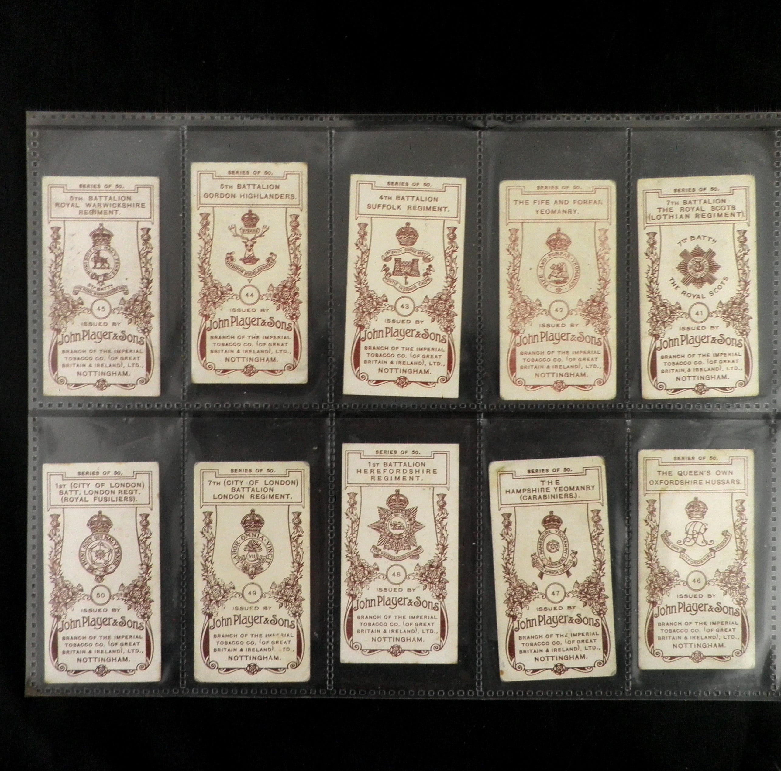 Regimental Colours and Cap Badges Cigarette Cards by John Player Set of ...