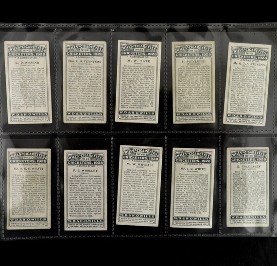 wills cigarette cards cricketers Cricketers 1928 Cigarette Cards by WD & HO Wills Set of 50 Issued in 1928  History Sport Cricket Cricketers Gift Present Rare