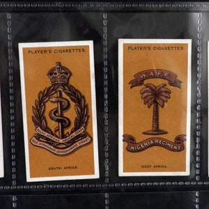 Koloniale und indische Armee Abzeichen Zigarettenkarten von John Player 25er Set Ausgestellt 1936 Militärische Abzeichen Schilder Militaria India Seltenes Geschenk