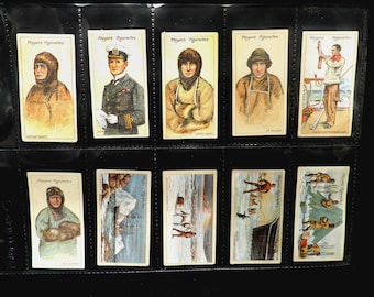 Tarjetas de cigarrillos de exploración polar (serie 2) de John Player. Juego de 25. Emitidas en 1916. Historia. Exploradores polares. Scott Oates. Raro.