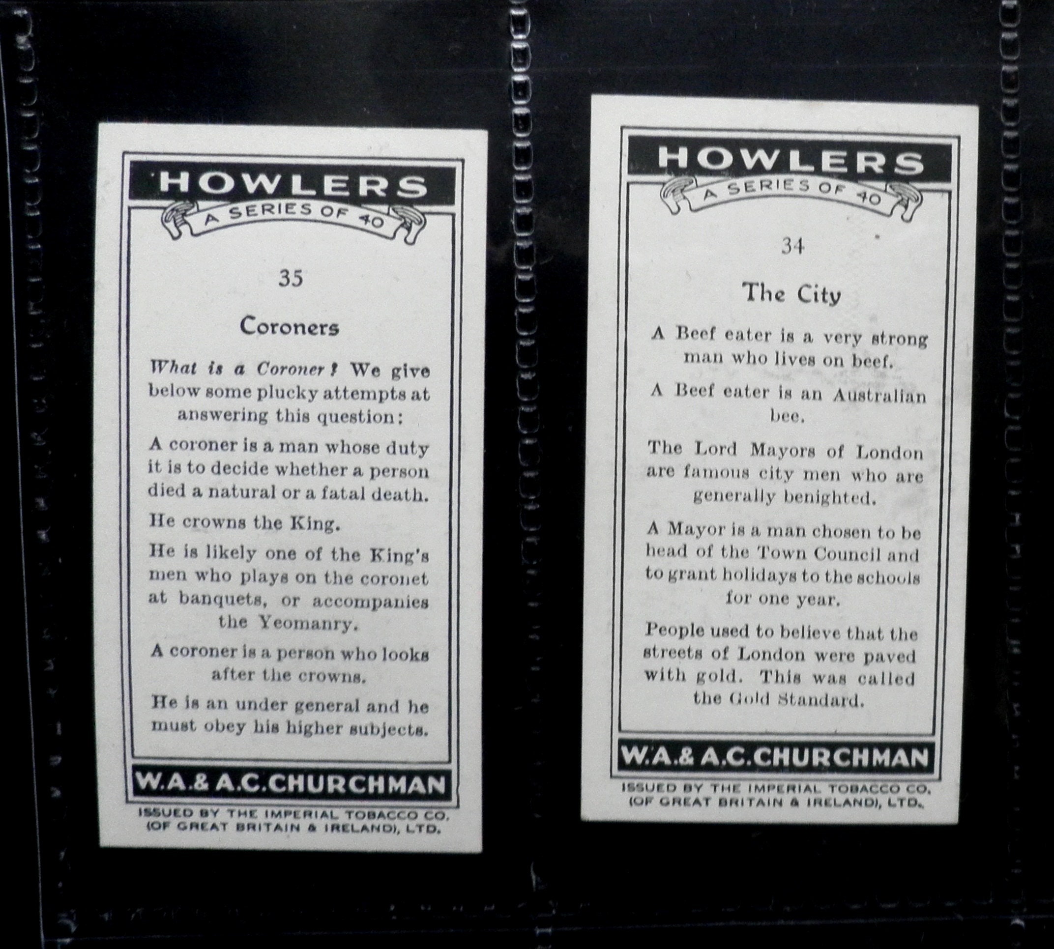 Howlers Cigarette Cards by WA & AC Churchman Set of 40 Issued | Etsy