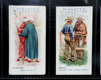 Greetings of the World Cigarette Cards by Hignetts Cigarettes Set of 25  Issued in 1907 History Greetings Customs Culture Gift Rare