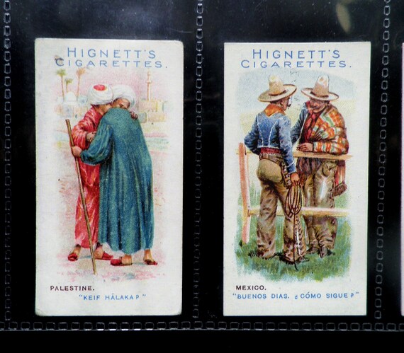 Greetings of the World Cigarette Cards by Hignetts Cigarettes Set of 25  Issued in 1907 History Greetings Customs Culture Gift Rare