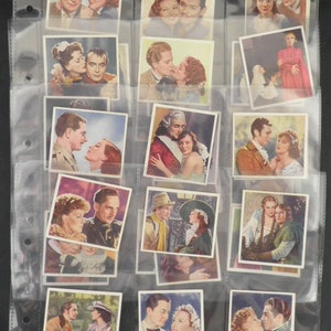 Famose scene d&#39;amore Carte per sigarette di Godfrey Phillips Set di 36 emesse nel 1939 Film Film Stelle del cinema Amore Regalo raro