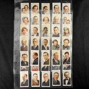 Tarjetas de cigarrillos de celebridades de radio de WD & HO Wills Juego de 50 emitidas en 1934 Media Radio Stars DJs Rare Gift