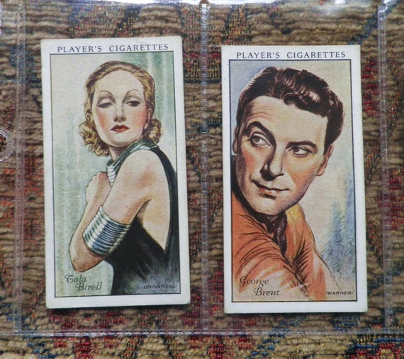 cigarette cards film stars Film Stars Cigarette Cards by John Player Set of 50 Issued in 1934 History Movies  Film Stars Cinema Rare Gift