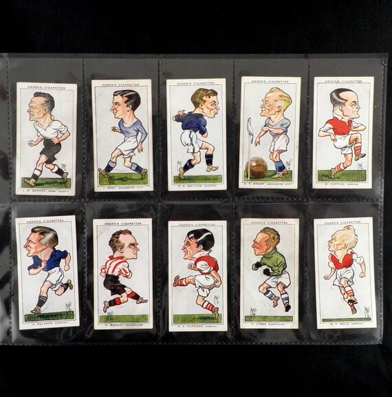 football cigarette cards Football Caricatures Cigarette Cards by Ogdens Set of 50 Issued in 1935  History Sport Rugby Football Gift Present Rare