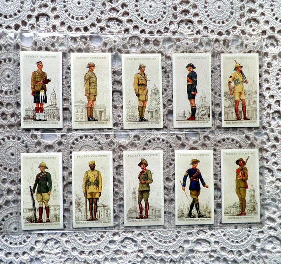 players cigarette cards military uniforms of the british empire overseas Military Uniforms of the British Empire Overseas Cigarette Cards by John  Player Set of 50 Issued in 1938 History Military Uniform Rare Gift