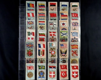 Landen wapens en vlaggen Sigarettenkaarten door John Player Set van 50 uitgegeven in 1905 Landen Vlaggen Naties symbolen Zeldzaam verzamelcadeau