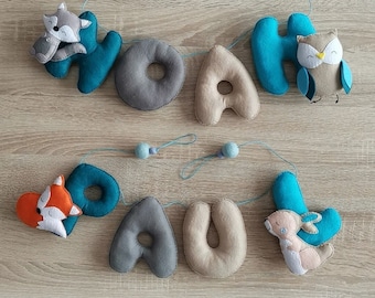 Name Necklace, Name Garland, Nursery Decoration, Personalized Garland, Felt Banner, Baby Gifts