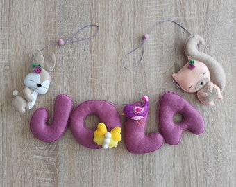 Name necklace, name garland, nursery decoration, personalized garland, felt banner, baby gifts