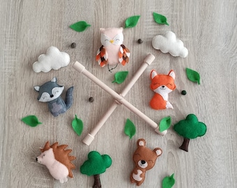 Baby mobile, forest animals, nursery decoration, cot mobile, baby gift, boys, girls
