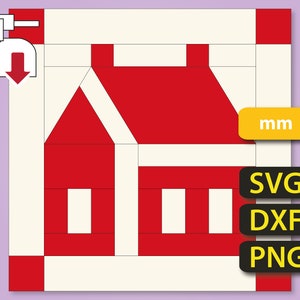 Schoolhouse (mm) as SVG/DXF/PNG files for English Paper Piecing