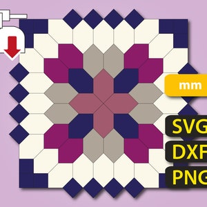 Patchwork of the Crosses (POTC) - SVG/DXF/png files (mm) for English Paper Piecing