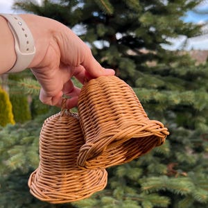 Décorations de Noël en forme de cloche, décorations de sapin de Noël faites à la main en osier de ferme, décoration de porte, couronne de vache, tenture murale, décoration hivernale