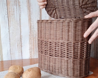 Potato and onion bin for pantry storage and organization, Pantry organization basket, Produce storage bin with lid, Garlic and onion keeper