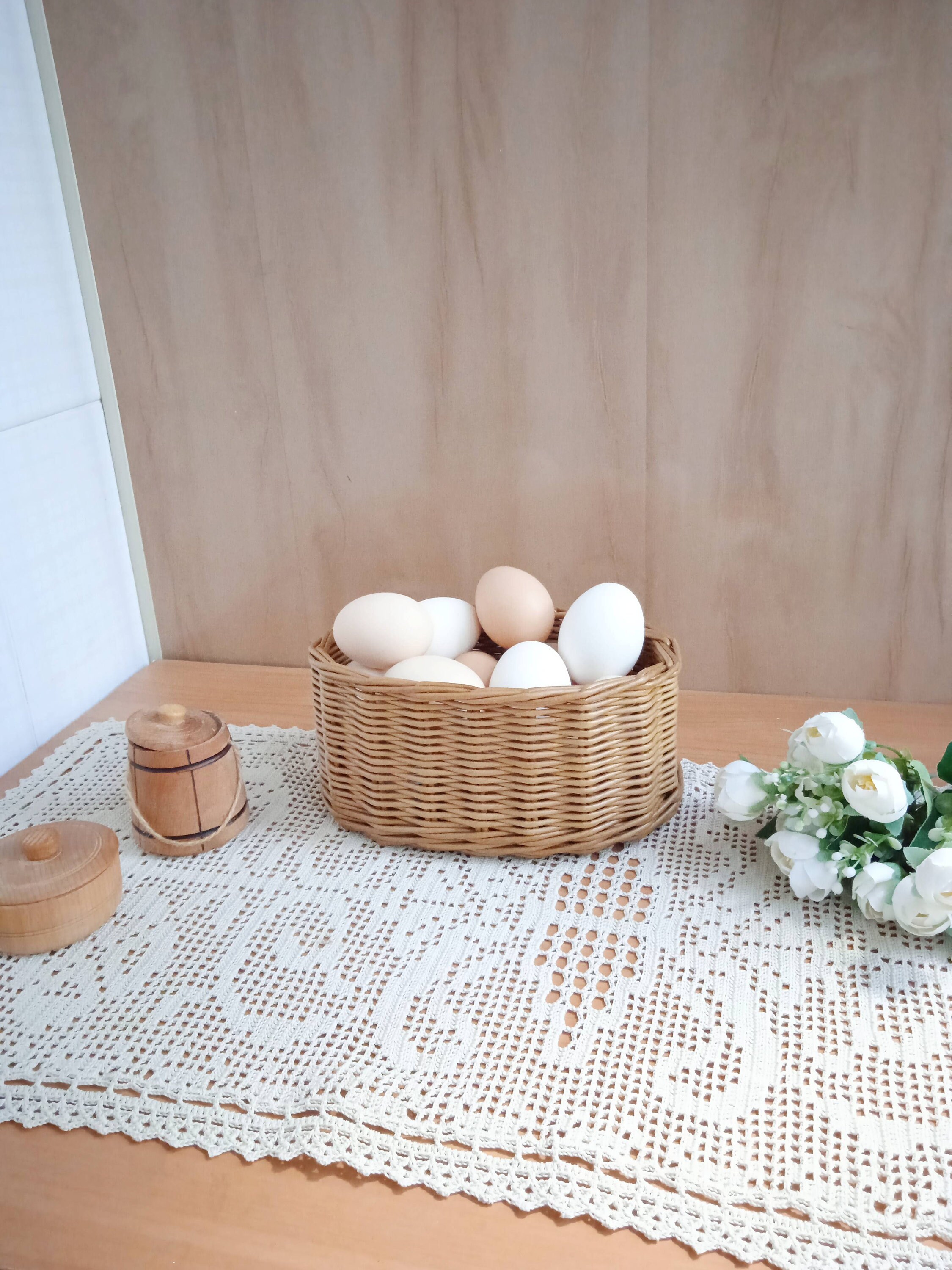Countertop egg holder basket Wicker egg basket for kitchen Etsy
