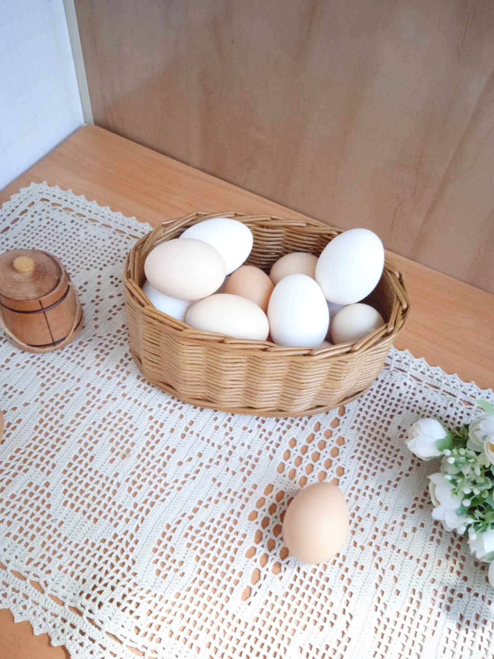 Countertop egg holder basket Wicker egg basket for kitchen Etsy