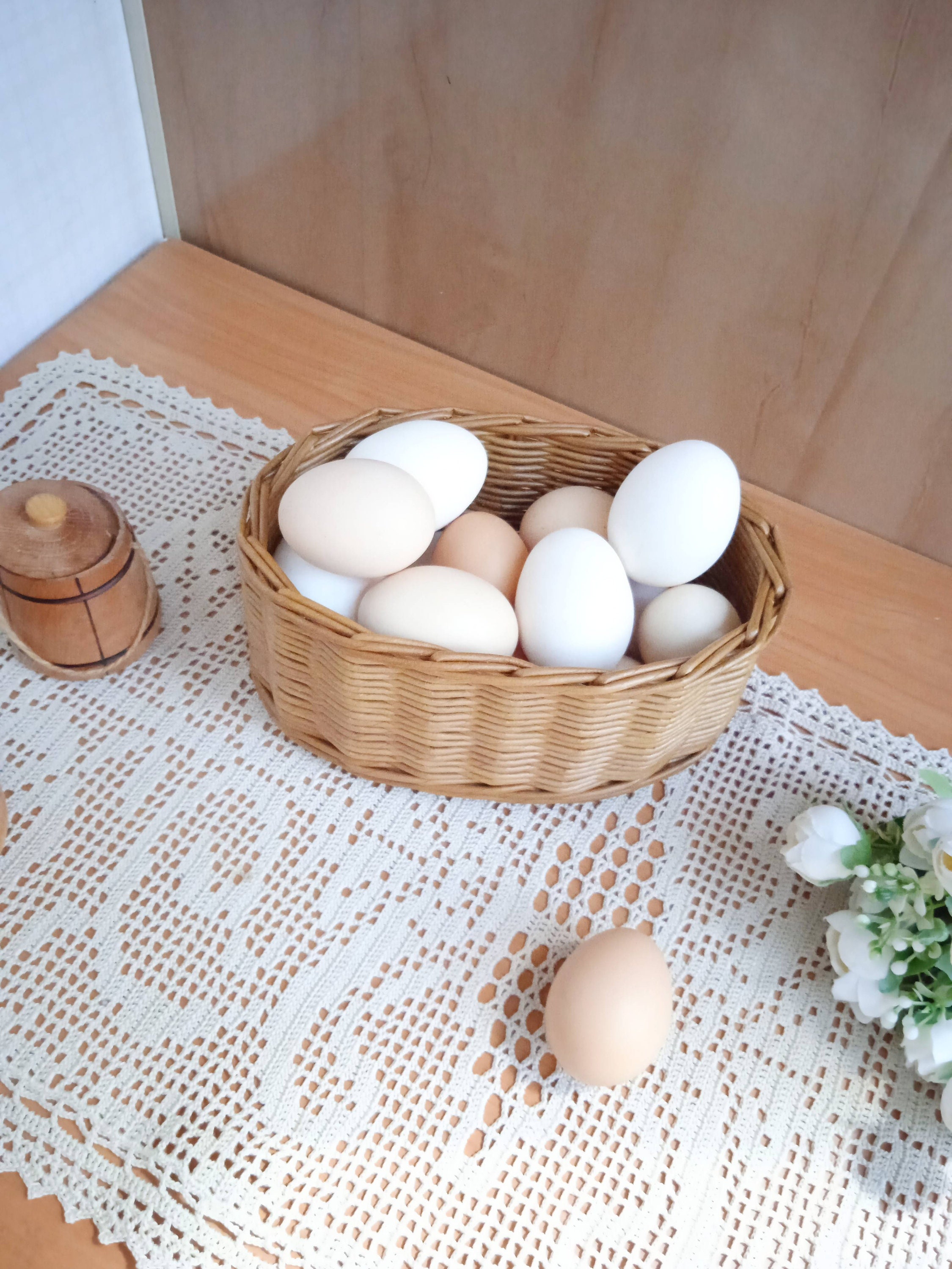 Countertop egg holder basket Wicker egg basket for kitchen Etsy