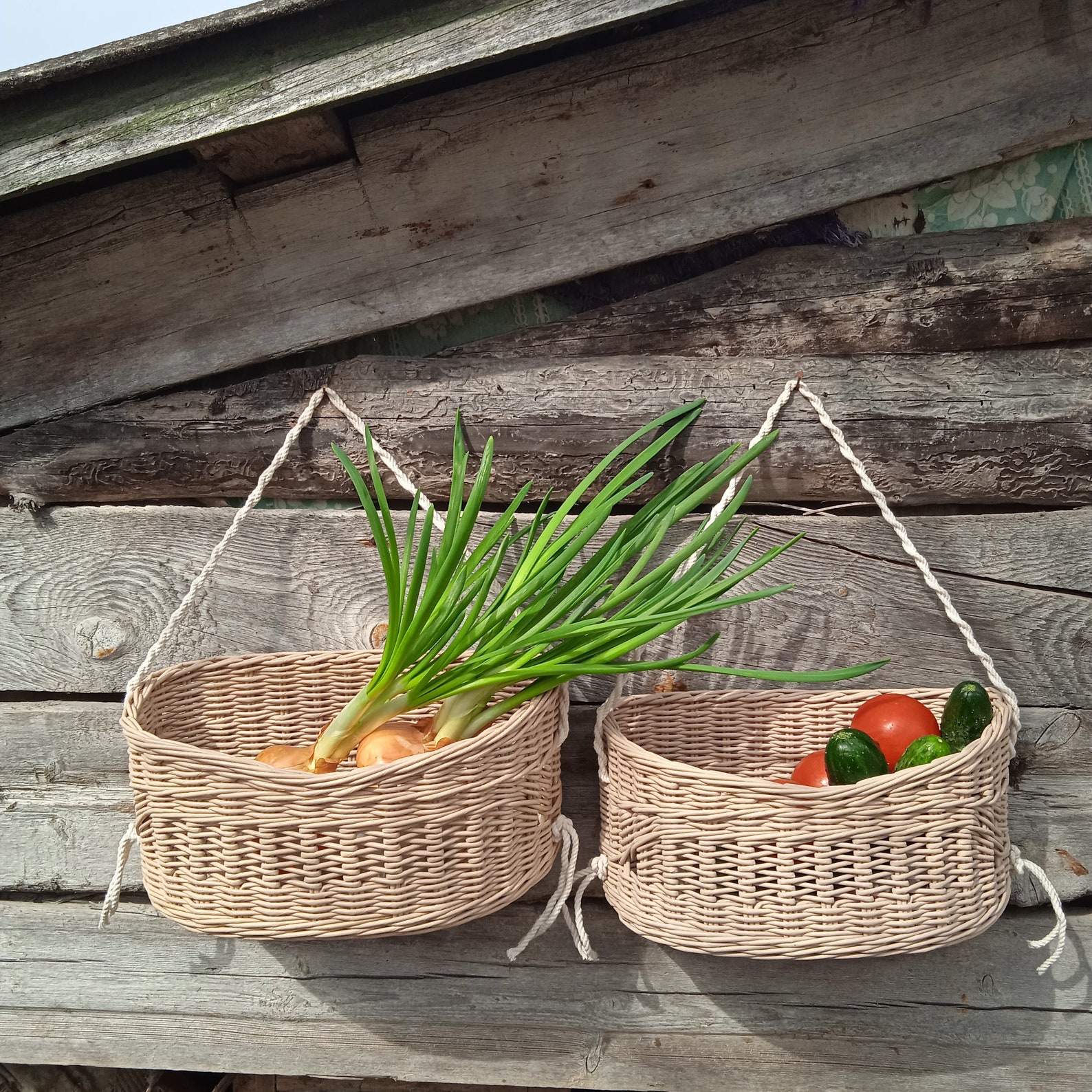 Fruit basket floating wall shelf white Kitchen hanging onion Etsy