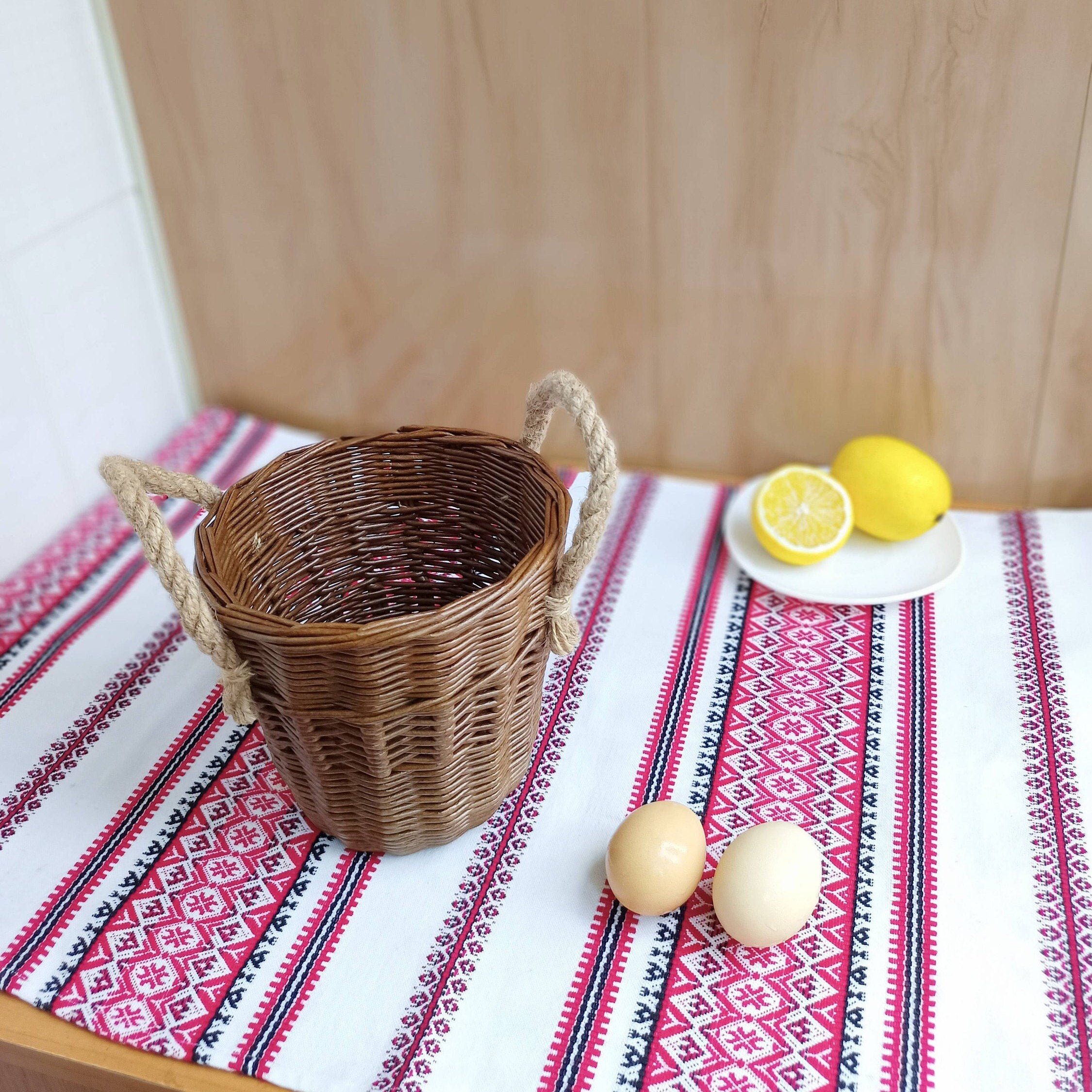 Wicker egg holder basket for counter Kitchen storage basket Etsy