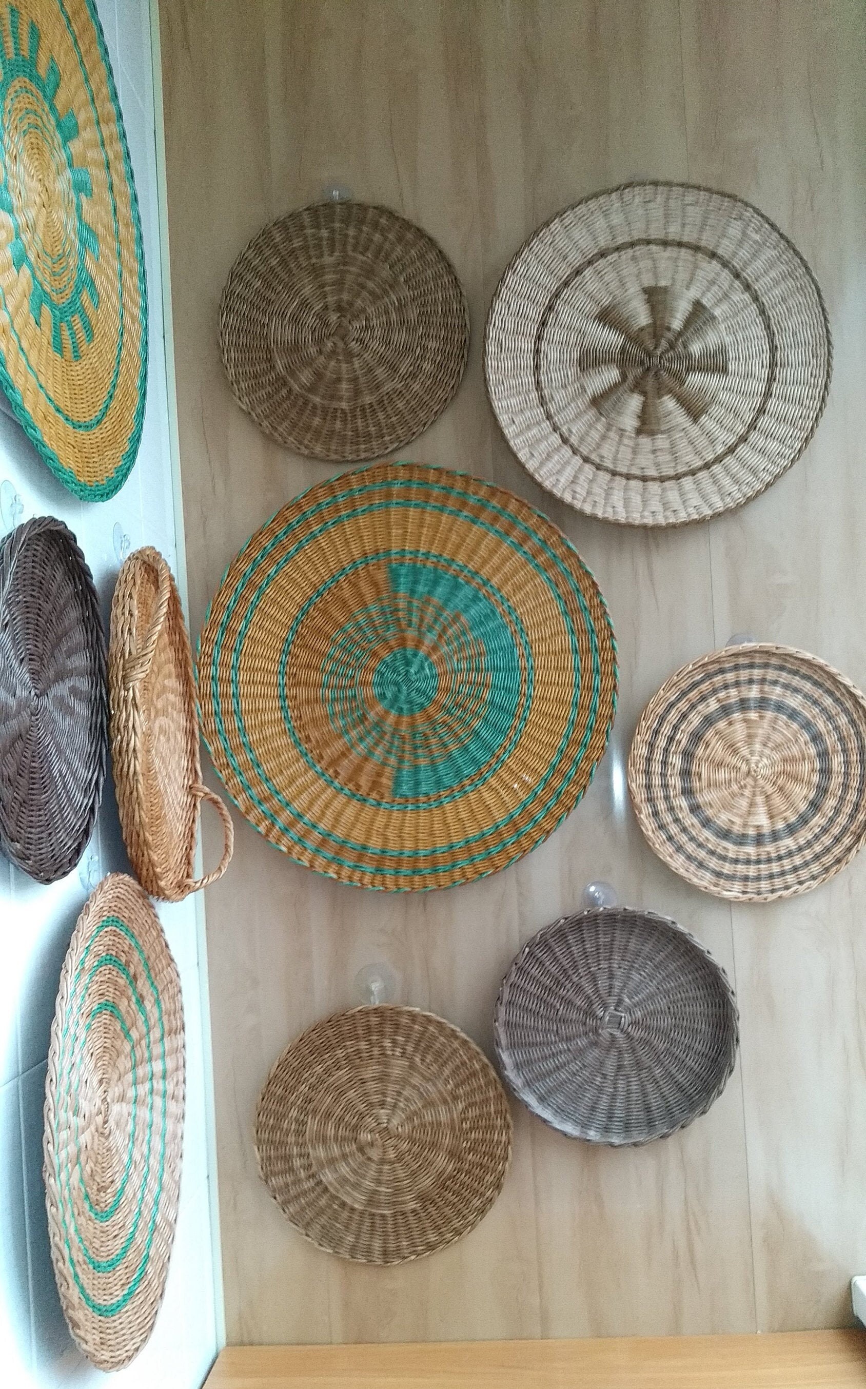 Set of 10 wicker wall basket plates Woven wall baskets Etsy