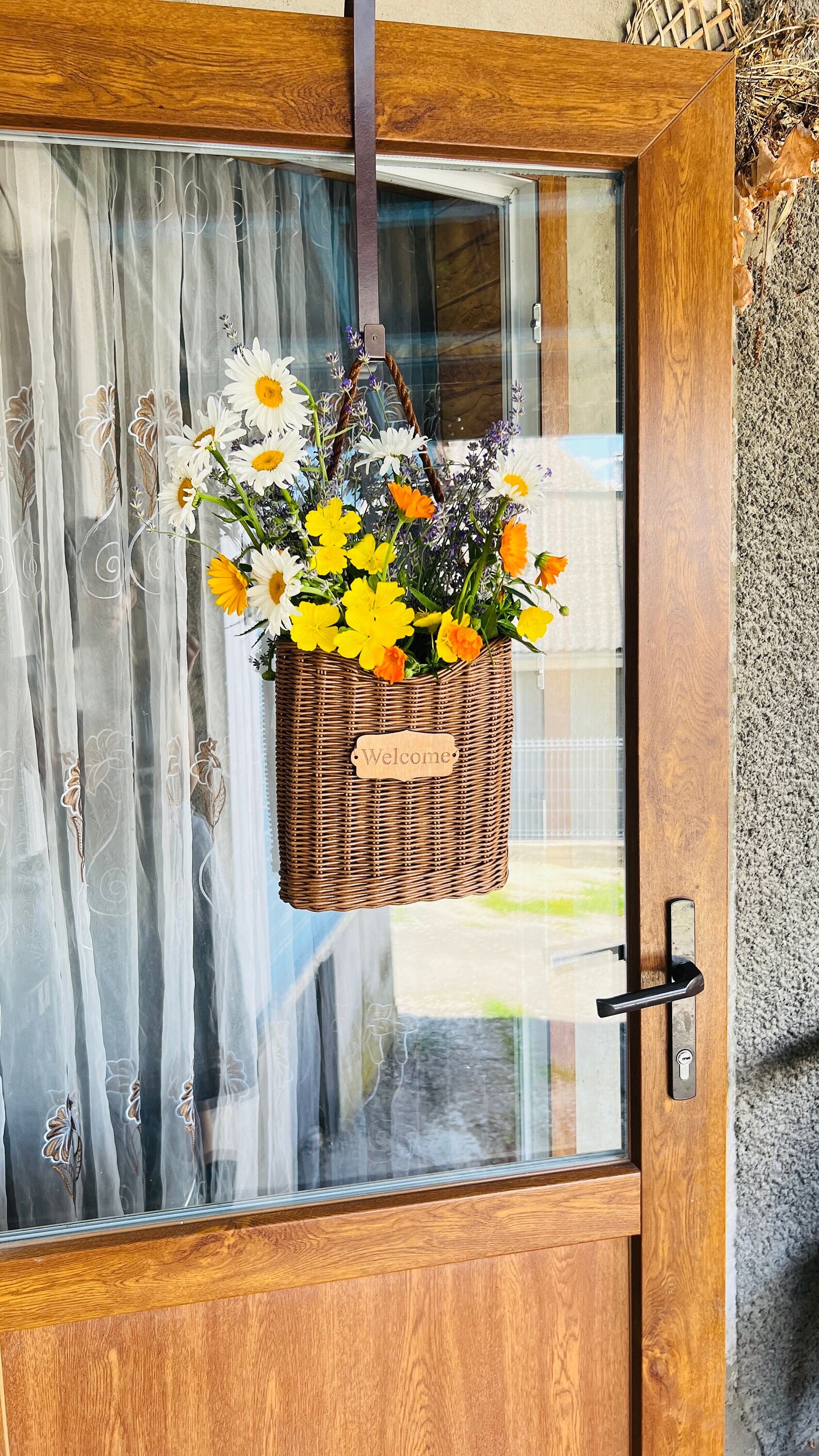 Wicker Door Basket With Welcome Sign: Porch Decor - Etsy