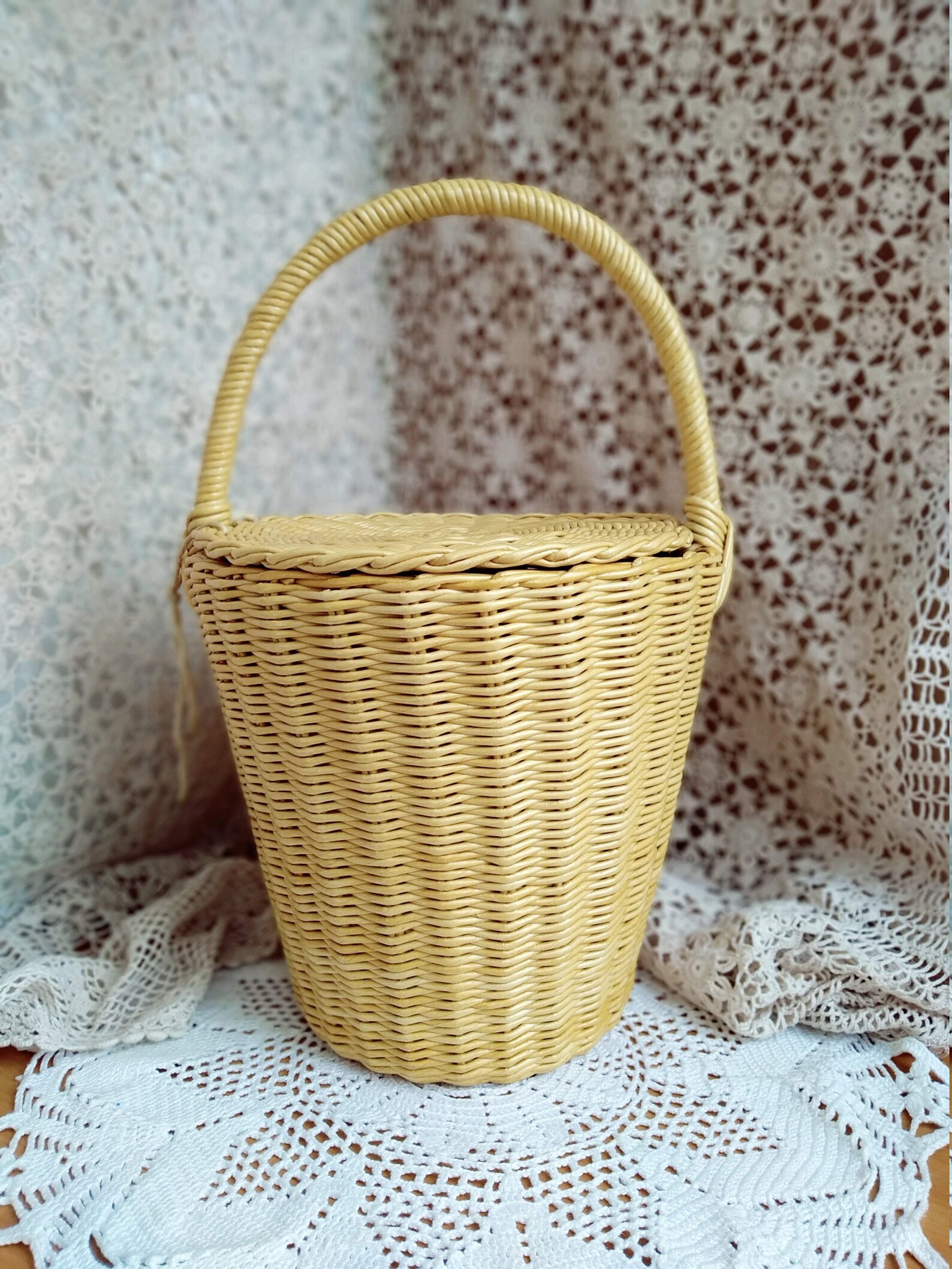 Jane Birkin basket bag French woven basket Straw bucket bag | Etsy