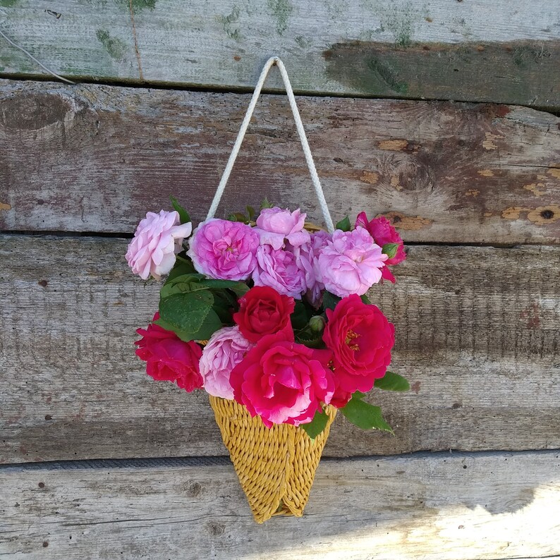 Basket door hanger for summer decoration Rustic wicker wall Etsy