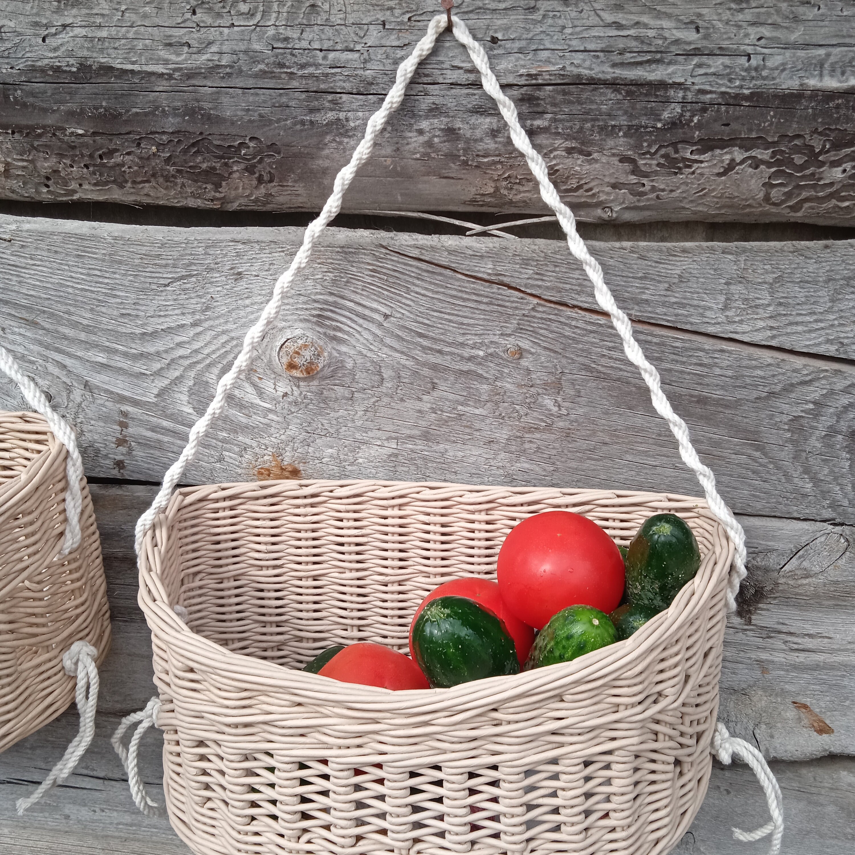Fruit basket floating wall shelf white Kitchen hanging onion Etsy