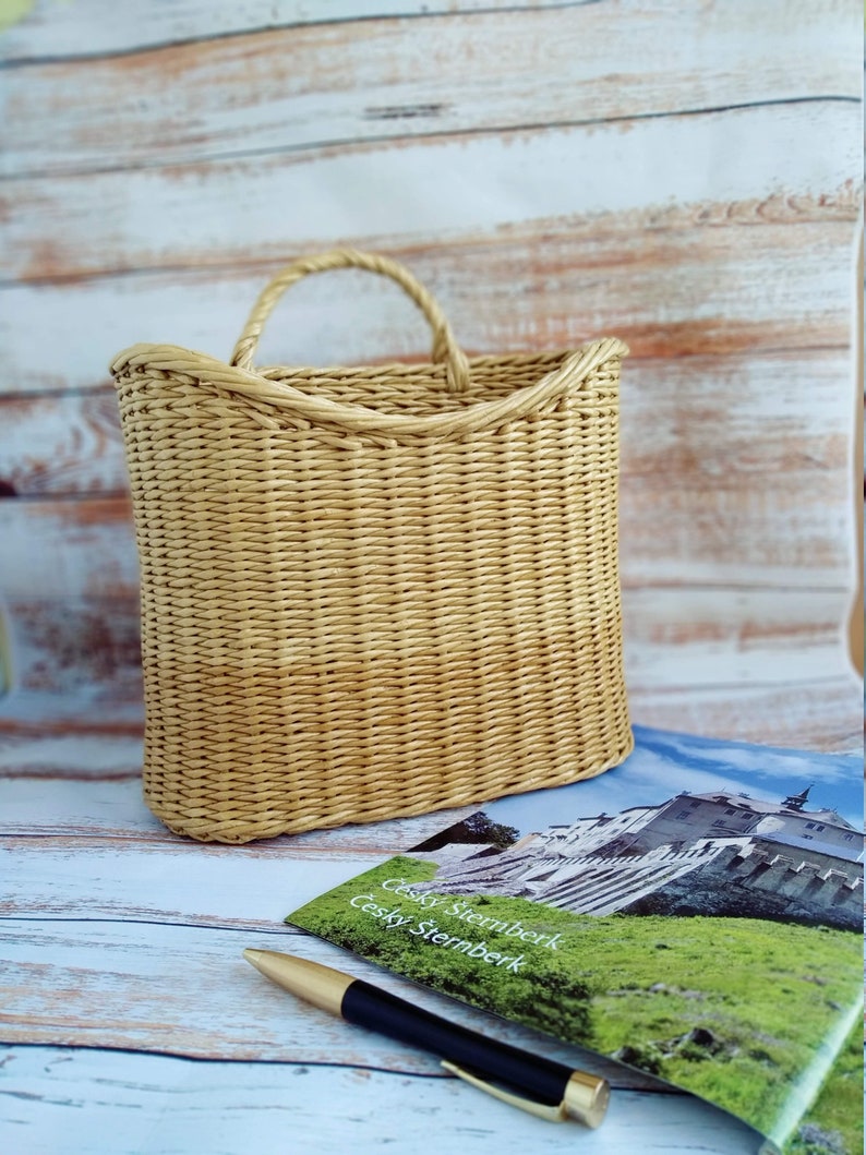 Wicker magazine holder Magazine Basket Hanging basket Etsy