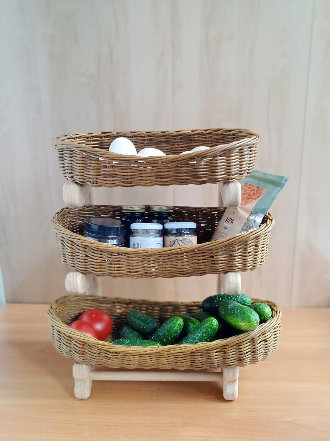 Countertop 3 tier shelf Space saver storage basket stand Etsy