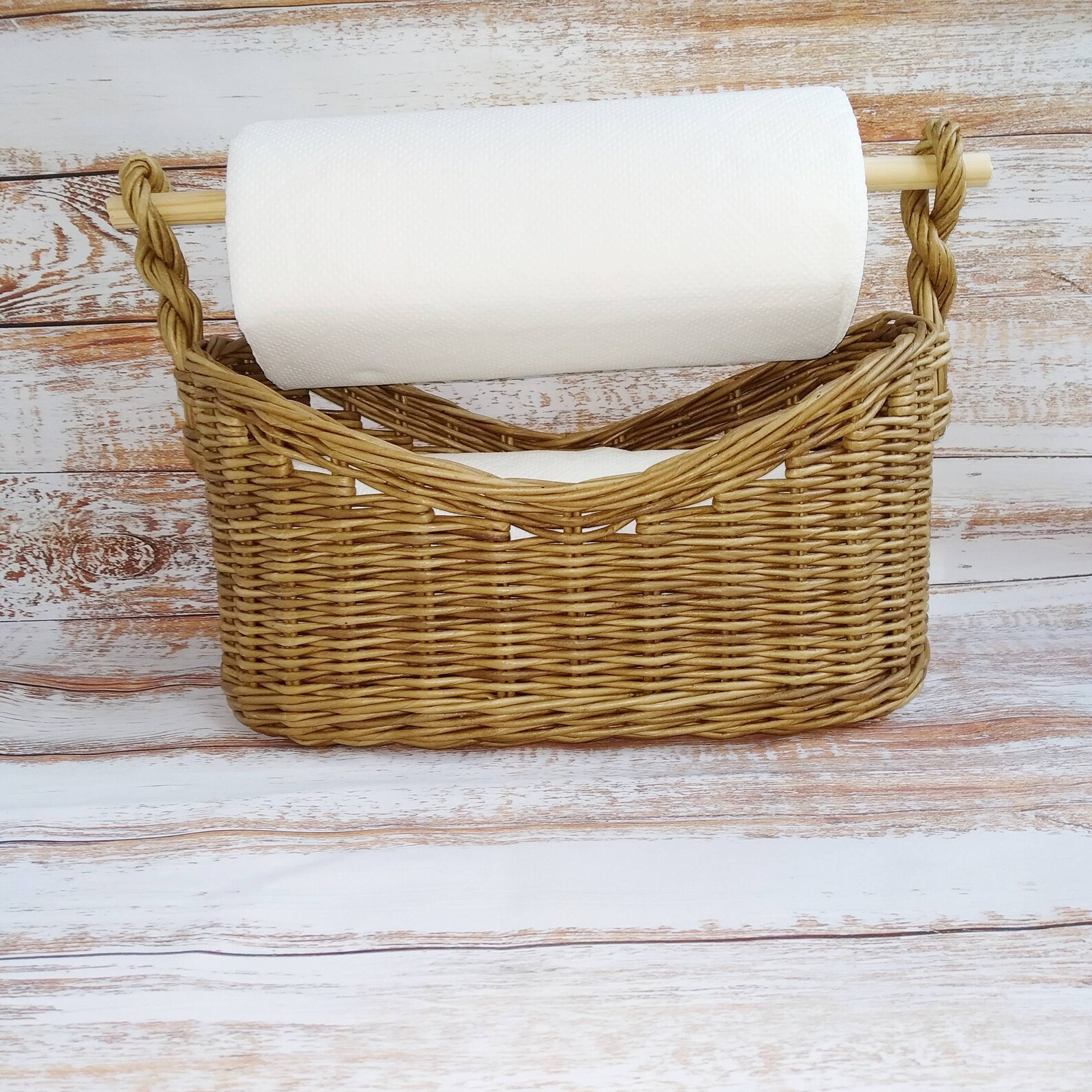 Wicker toilet paper holder for bathroom decor in rustic style Etsy
