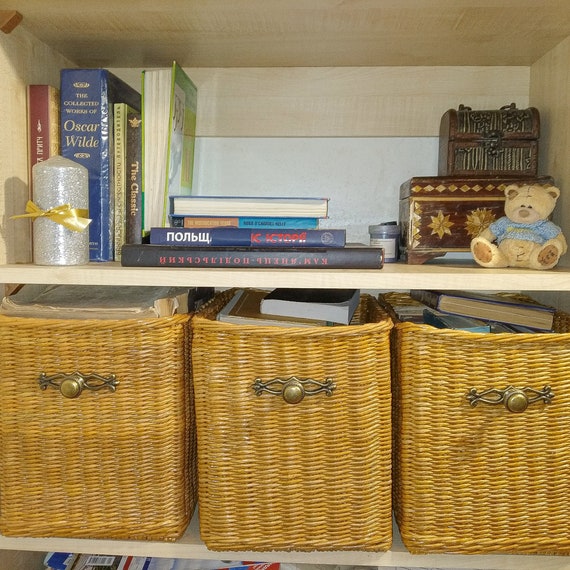 Wicker Storage Basket Box Shelf Organirers Storage Bin Toy Etsy