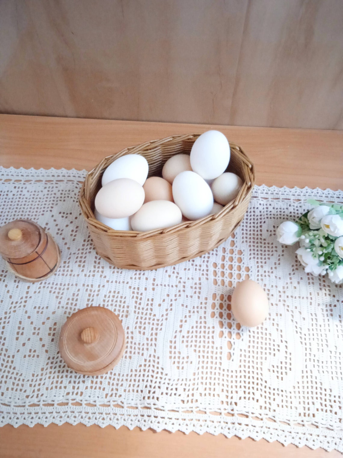 Countertop egg holder basket Wicker egg basket for kitchen Etsy