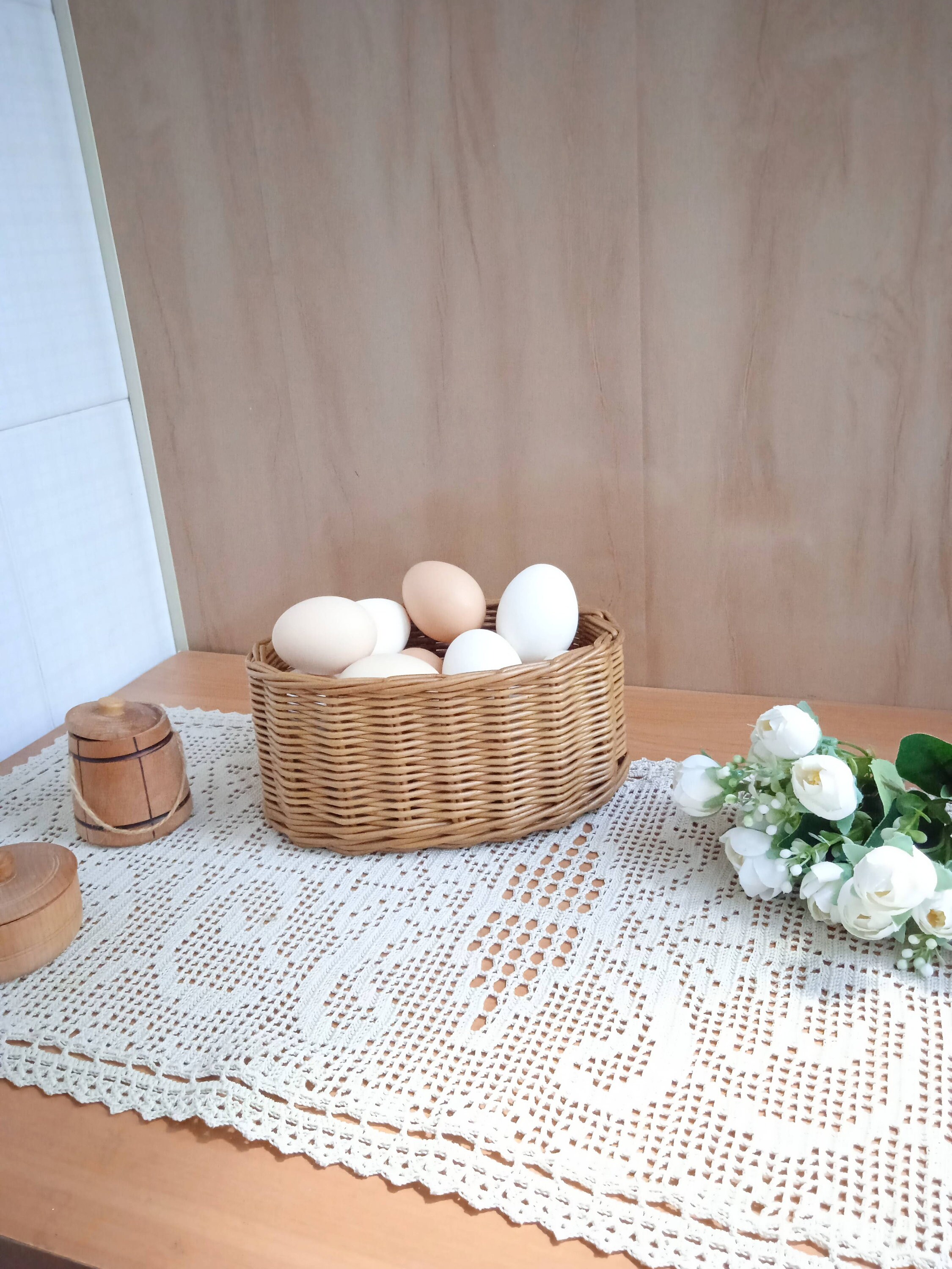 Countertop egg holder basket Wicker egg basket for kitchen Etsy