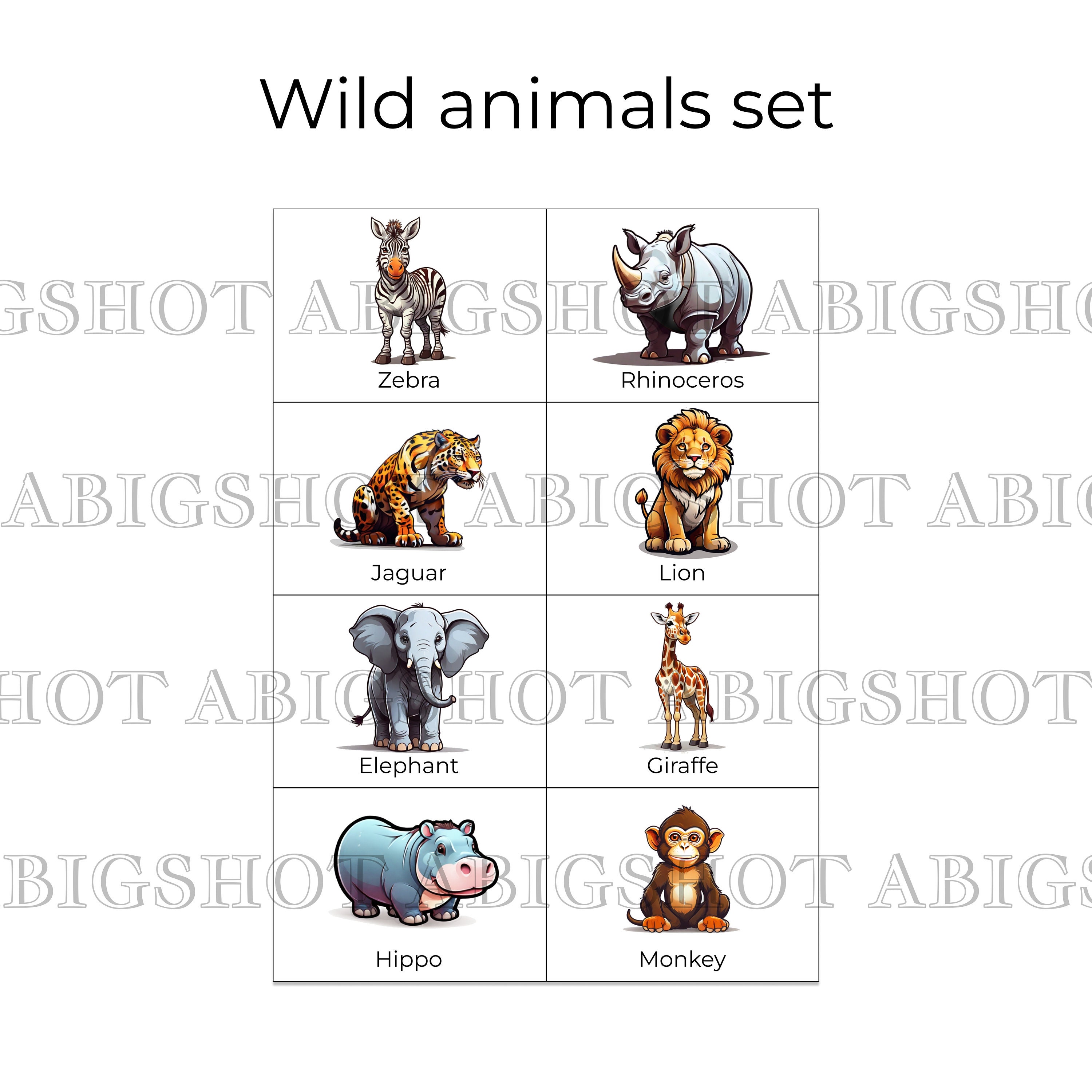 48 Printable ANIMAL Flash Cards for Kids, Nature Flashcards ...