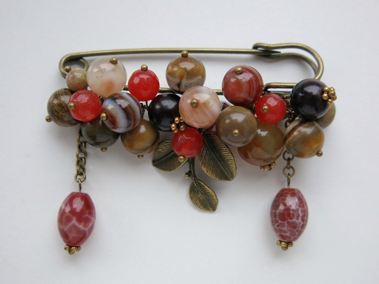 Safety pin brooch with stones Jewelry for scarf Bright brooch Etsy