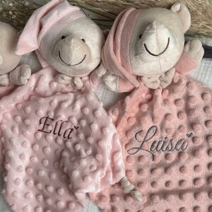 Schmusetuch mit Name, Schnuffeltuch, Kuscheltuch mit Name bestickt, Baby Geschenke Geburt Taufe Babyshower personalisiert, Mädchen Jungen Bild 4