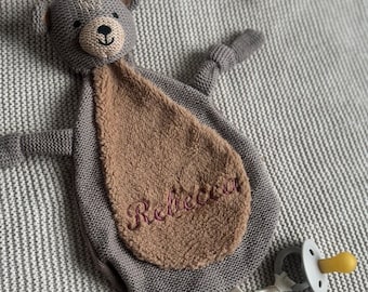 Schmusetuch mit Name personalisiert, Kuscheltuch bestickt, Teddybär, Teddy, Baby Geschenke, Geschenke Geburt, Babydecke, Decke mit Name Baby