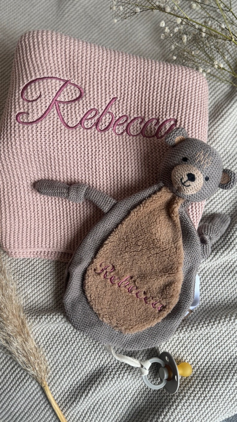 Cuddly blanket personalized with name, embroidered cuddly blanket, teddy bear, teddy, baby gifts, birth gifts, baby blanket, blanket with name baby image 4