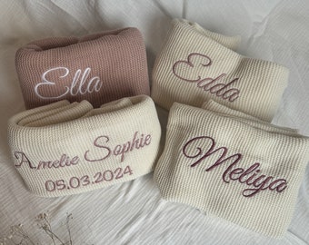 Blanket with name, embroidered knitted blanket, personalized baby blanket, baby blanket name, cuddly blanket with name, blanket cradle, gifts birth baptism