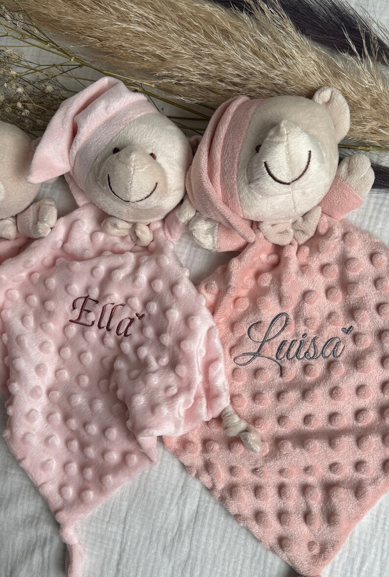 Schmusetuch mit Name, Schnuffeltuch, Kuscheltuch mit Name bestickt, Baby Geschenke Geburt Taufe Babyshower personalisiert, Mädchen Jungen Bild 4