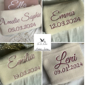 Decke mit Name, Strickdecke bestickt, Babydecke personalisiert, Babydecke Name, Kuscheldecke mit Name, Decke Wiege, Geschenke Geburt Taufe Bild 8