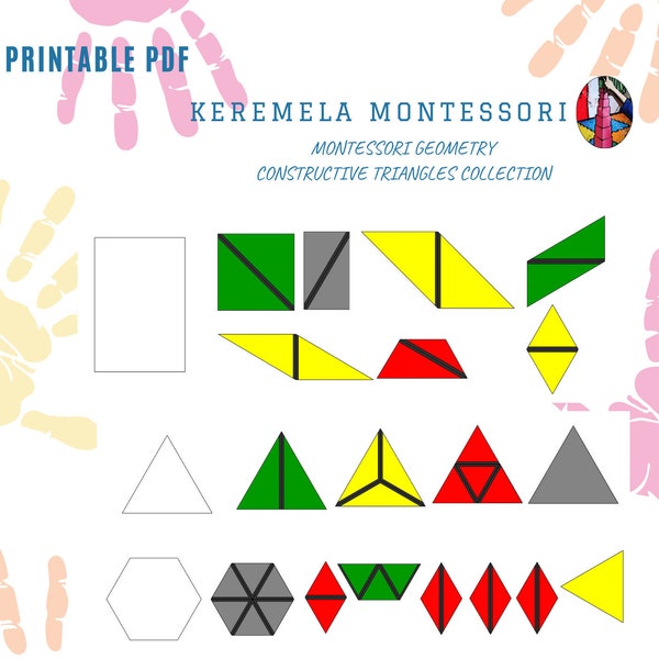 Montessori Geometry Constructive Triangles Collection.Educational Material .Montessori Printable . A4. US Letter size.Home School.Pdf.Learn