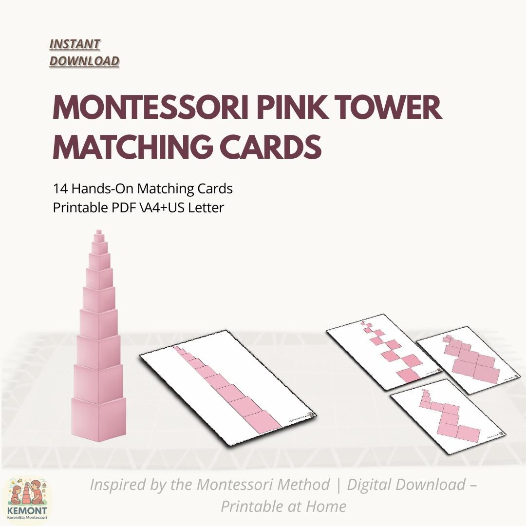 Montessori Pink Tower Matching Cards | Visual Discrimination & Size ...